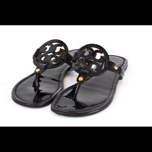 Tory Burch Miller sandals black patent leather 9.5